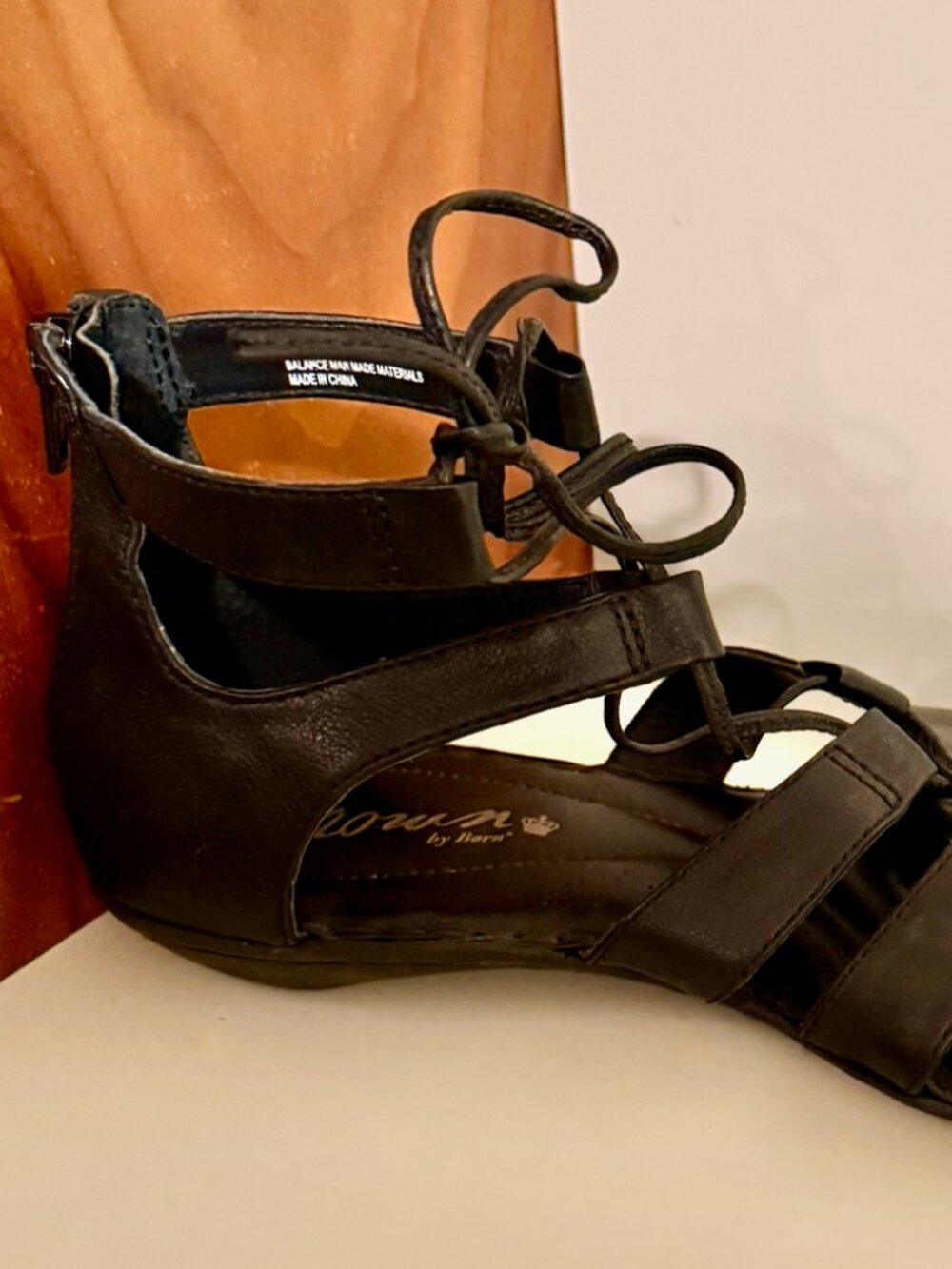Gladiator Sandals: Crown by Born. Cute, strappy flats with zip-up backs. - Picture 7 of 7